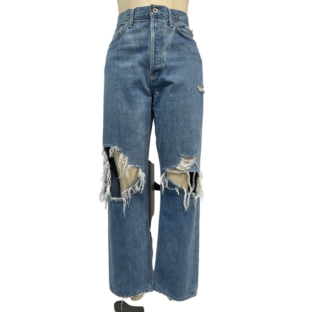 Agolde Distressed Blue 90s Mid Rise Loose Size 29 Denim Jeans - Picture 2 of 5